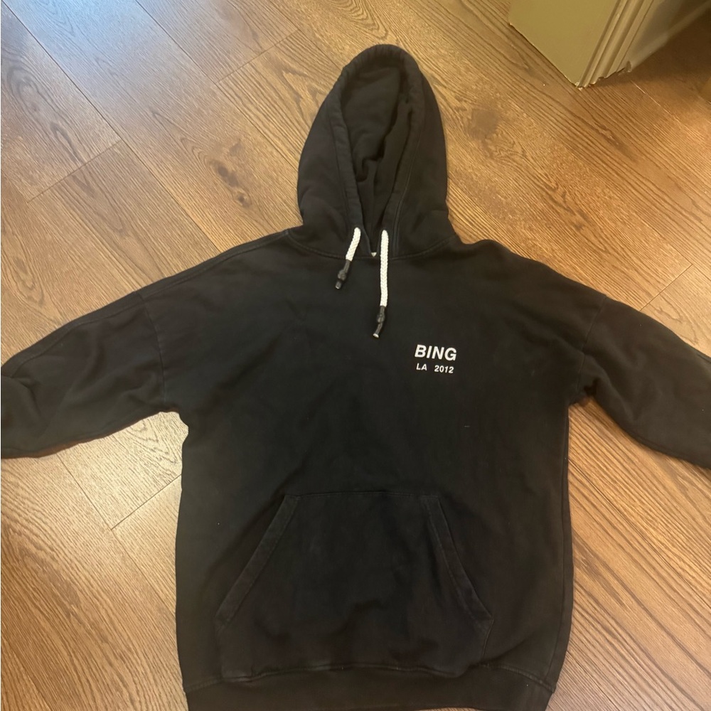 Anine Bing Black Hoodie with White Details